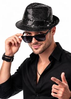 Kapelusz cekinowy czarny