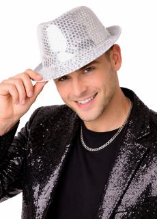 Kapelusz cekinowy srebrny