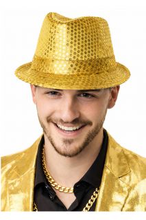 Kapelusz cekinowy z�oty LED