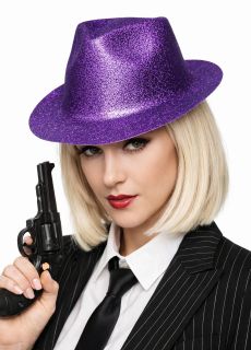 Kapelusz gangsterski brokatowy fioletowy