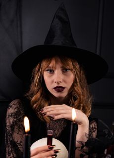 Halloweenowy KAPELUSZ WIED�MY czarny