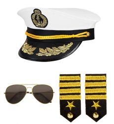 Zestaw KAPITAN czapka, pagony, okulary