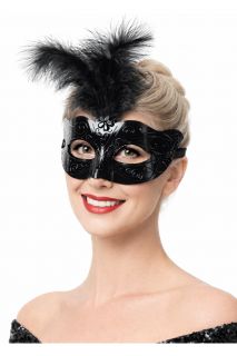 Karnawa�owa maska CZARNA z pi�rami