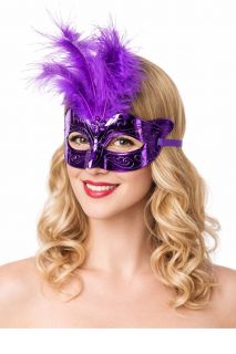 Karnawa�owa maska FIOLETOWA z pi�rami
