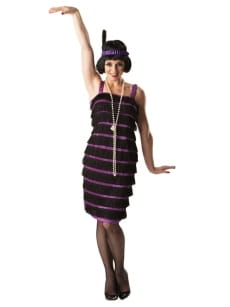 Strj FLAPPER czarno-fioletowy sukienka lata 20.