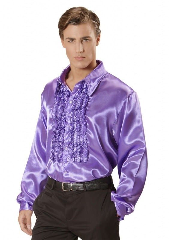 Koszula DISCO z żabotem fioletowa strój lata 70