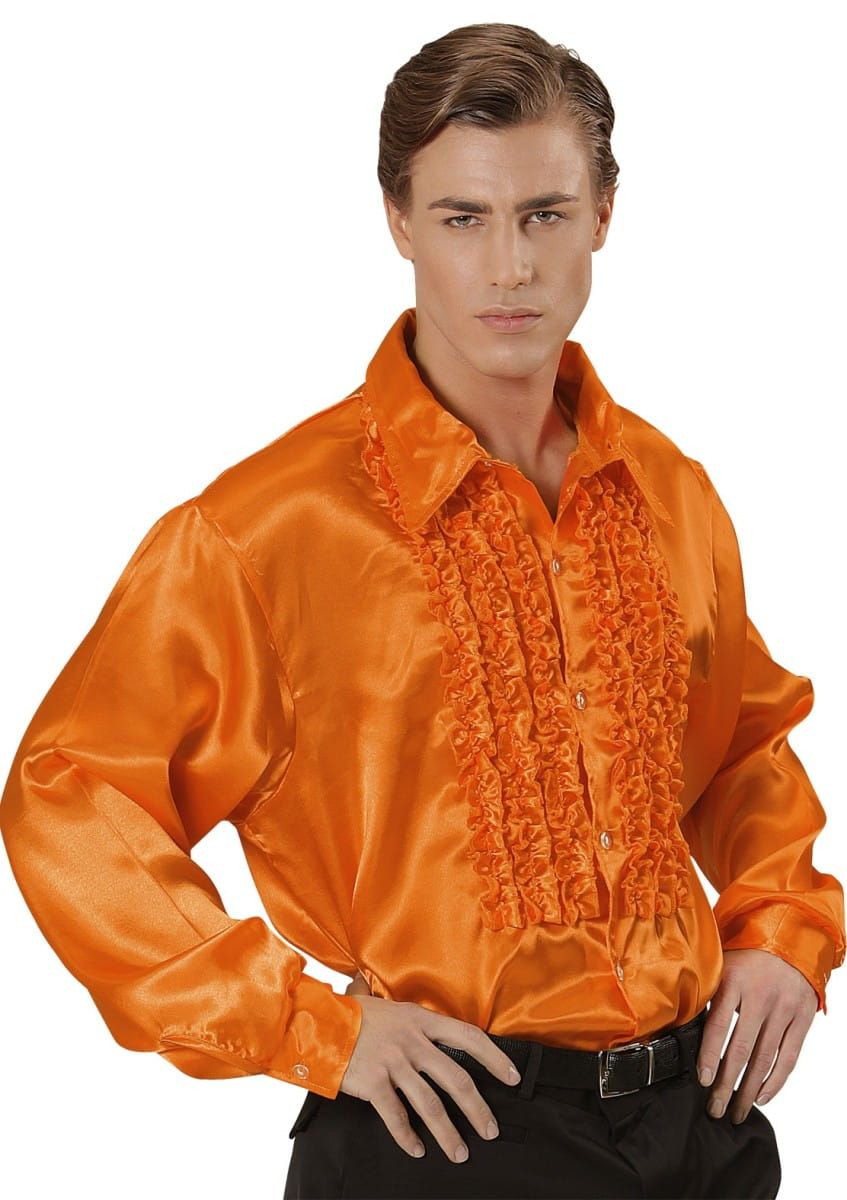 Koszula DISCO z żabotem pomarańczowa - M/L