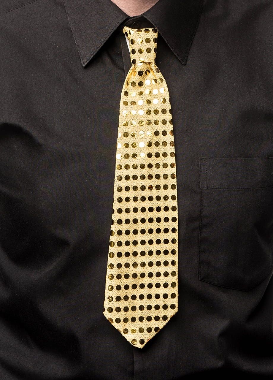 Krawat cekinowy ZŁOTY na gumce
