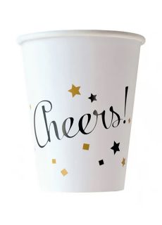 Bia�e kubeczki sylwestrowe CHEERS 8szt.