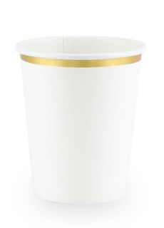 Kubeczki biae z zotym brzegiem 260ml (6szt.)