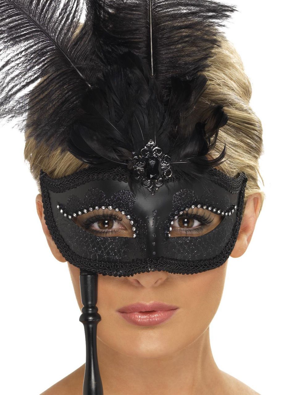 Maska karnawałowa wenecka BAROK czarna