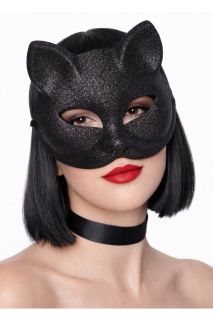 Maska KOTKA czarna brokatowa maska karnawa�owa maska kotek maska na karnawa�