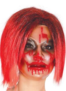 Maska transparentna ZAKRWAWIONA KOBIETA maska na halloween