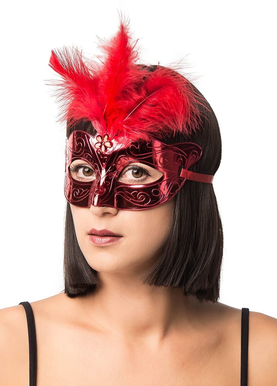 Karnawałowa maska CZERWONA z piłrami