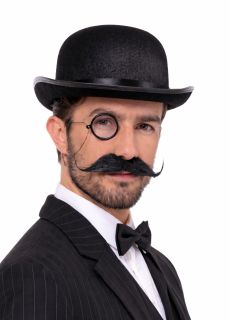 Melonik czarny Lata 20  dodatek do kostiumu kapelusik czarny vintage kapelusz d�entelmena melonik retro