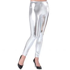 Metaliczne LEGGINSY srebrne - L/XL
