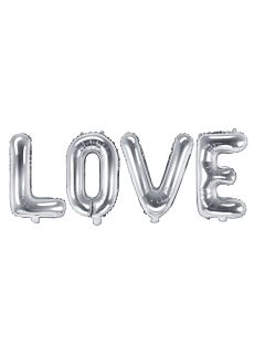 Napis LOVE z balonw srebrny