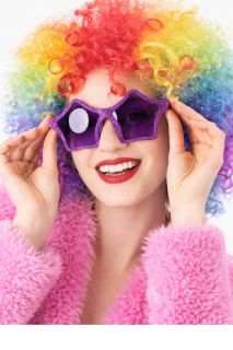 Okulary GWIAZDKI fioletowe brokatowe