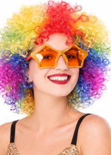 Okulary GWIAZDKI pomara�czowe brokatowe �mieszne okulary imprezowe okulary z pomara�czowymi szk�ami