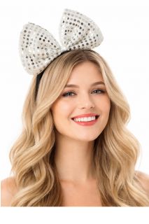 Opaska KOKARDKA srebrna opaska z kokard� opaska na g�ow� opaska na sylwestra opaska sylwestrowa