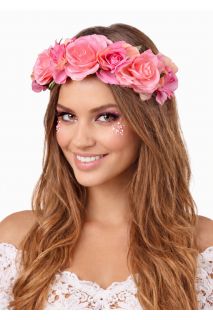 Opaska z kwiat�w BOHO r�owa