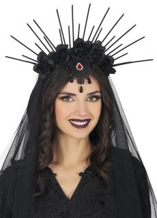 Halloweenowa opaska z welonem CZARNE RӯE