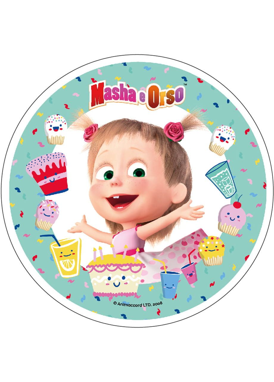 Opłatek na tort urodzinowy MASZA dekoracja tortu dziecka 21cm