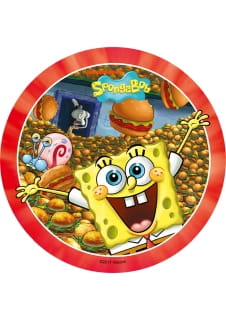 Opatek na tort SPONGEBOB I KRABOBURGERY dekoracja na tort 21cm