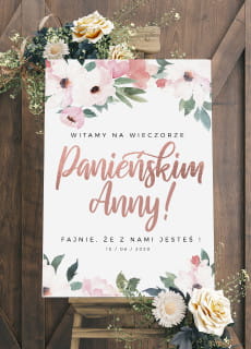 Personalizowana tablica powitalna na wieczr panieski BOHO