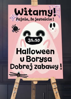 Personalizowana tablica powitalna PSIKUS dekoracja na halloween duszek