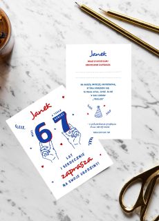 Personalizowane zaproszenia na 7 urodziny SIX-SEVEN