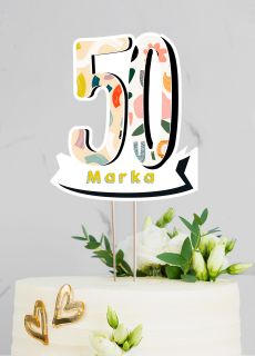 Personalizowany topper na 50 URODZINY topper personalizowany topper na tort personalizowany