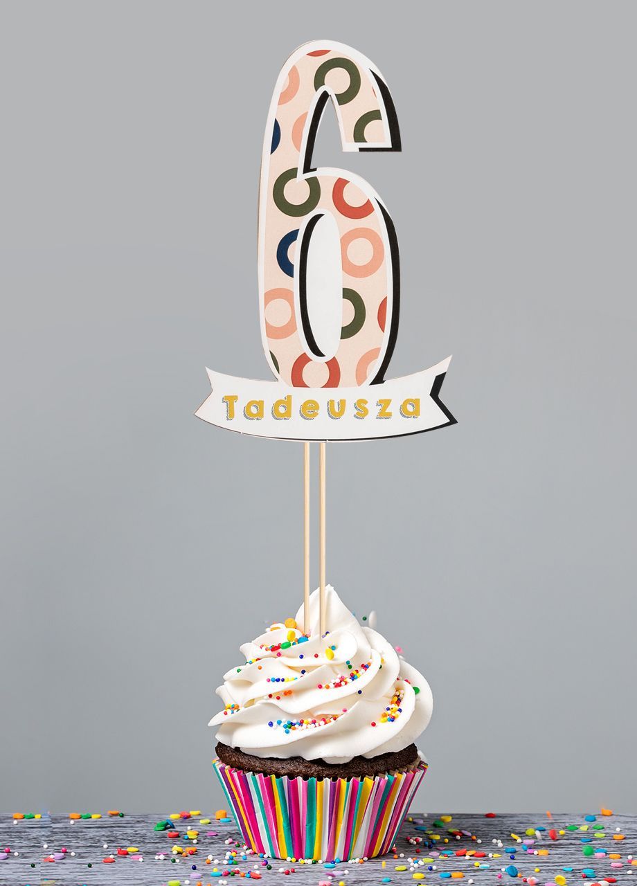 Personalizowany topper na tort urodzinowy 6 URODZINY