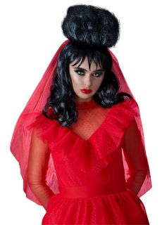 Peruka Lydia Beetlejuice peruka czarna damska peruka gotycka peruka do kostiumu
