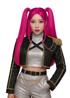 Peruka r�owa z d�ugimi kitkami K-POP