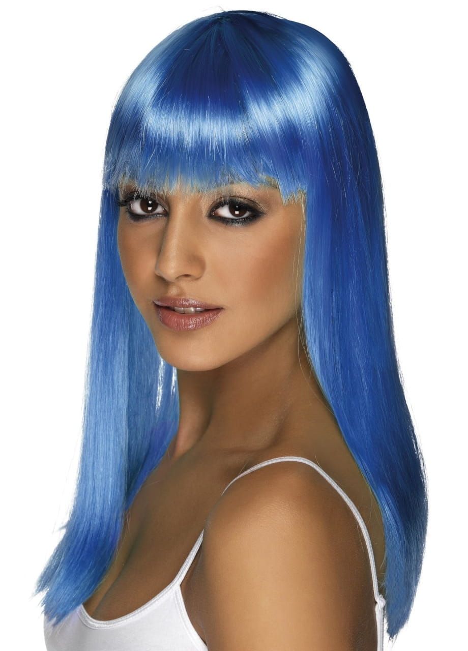Niebieska peruka z grzywką NEON