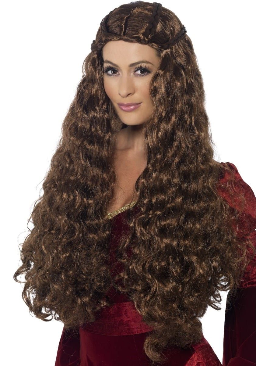 Peruka KSIĘŻNICZKA długie włosy brąz