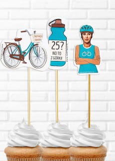 Pikery personalizowane URODZINY ROWERZYSTY tort rowerzysty (11szt.)