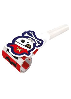 Papierowe gwizdki urodzinowe PIRACI 8szt. gwizdki dla dzieci pirackie dekoracje gad�ety na urodziny