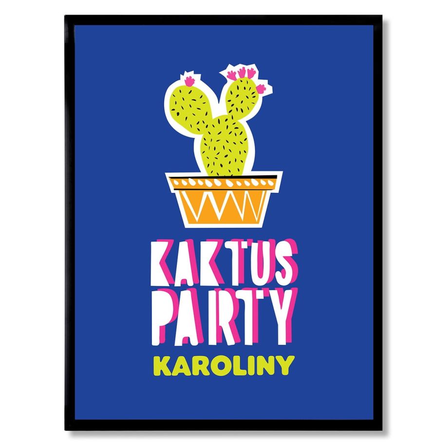 Plakat personalizowany 31x41 cm KAKTUS PARTY prezent na urodziny dla dziewczyny