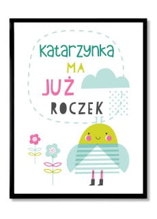 Plakat personalizowany 31x41 cm PREZENT NA ROCZEK DZIEWCZYNKI