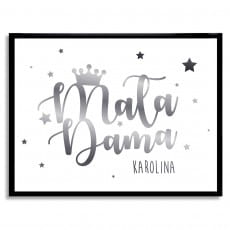 Plakat z imieniem dziecka MAA DAMA srebrny