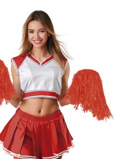 Pompony cheerleaderki - czerwone pompony do taca czerwone pompony pompony czerwone dodatek do stroju