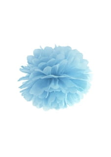 Pompon z bibuy NIEBIESKI 25cm 