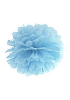 Pompon z bibuy NIEBIESKI 35cm