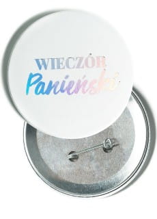 Przypinka WIECZR PANIESKI holograficzna  7,5 cm 