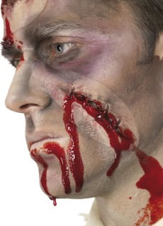 Sztuczna rana SZWY ZOMBIE z krwi halloween rana rana na twarzy halloween makija na halloween rany rana halloween