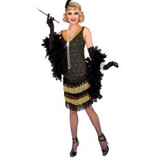 Sukienka lata 20. FLAPPERKA z�oto-czarna - L str�j lata 20 damski sukienka wielki gatsby sukienka flapper