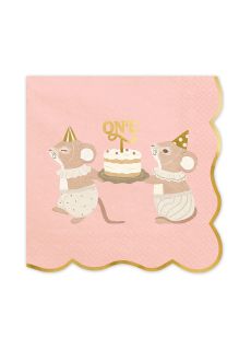 Serwetki na roczek dla dziewczynki MYSZKI r�owe 33cm