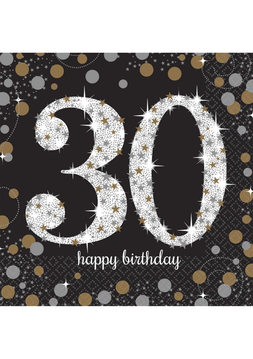 Serwetki urodzinowe 30 HAPPY BIRTHDAY (16szt.)